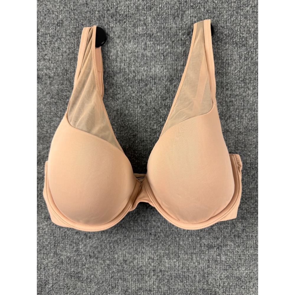 Victoria's Secret Demi Bra Nude Beige Mesh Trim Padded Underwire 34DD